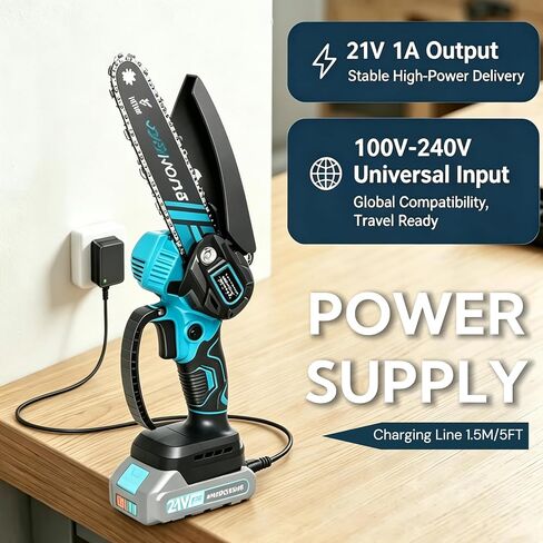 21V 1A Lithium Battery Charger Compatible with Mini Chainsaw, Power Tools Lithium Battery Charger, for Aker/Saker/Seyvum/O-Conn/Jujubean/DINSHARE/VTEK,20V/21V Chainsaw with LED Indicator in Saudi Arabia