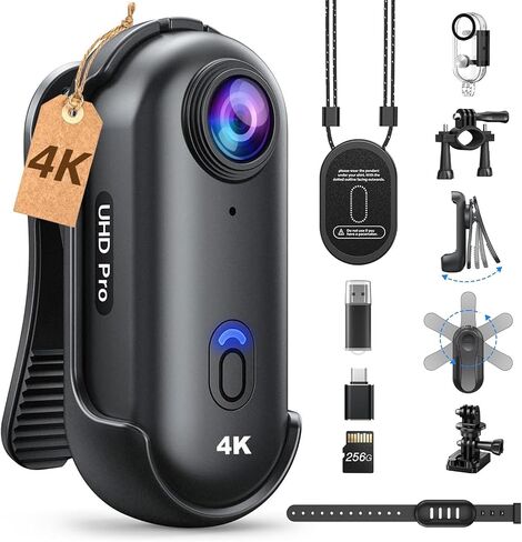 BOBLOV 4K Mini Body Camera, 256GB Wearable Camera with Waterproof Case, W4 in Saudi Arabia