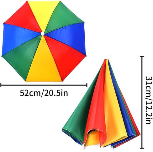 2 Pack Umbrella Hat for Adults with Elastic Band, Fishing Umbrella Hat Hands Free Foldable UV Protection Cap Adjustable Headwear for Fishing Golf Camping Beach Gardening Sunshade Outdoor in Saudi Arabia