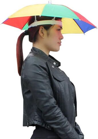 2 Pack Umbrella Hat for Adults with Elastic Band, Fishing Umbrella Hat Hands Free Foldable UV Protection Cap Adjustable Headwear for Fishing Golf Camping Beach Gardening Sunshade Outdoor in Saudi Arabia