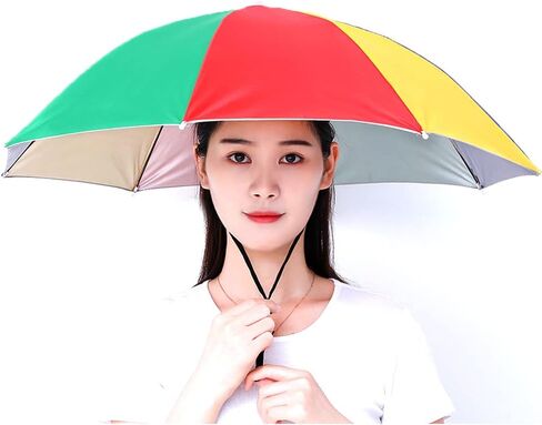 2 Pack Umbrella Hat for Adults with Elastic Band, Fishing Umbrella Hat Hands Free Foldable UV Protection Cap Adjustable Headwear for Fishing Golf Camping Beach Gardening Sunshade Outdoor in Saudi Arabia