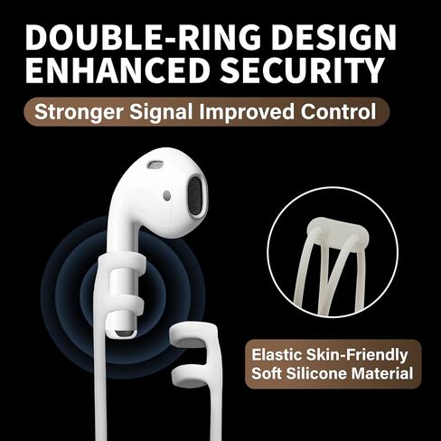 [White Color Pair], Sandian Anti-Lost Earbuds Strap for Wireless Earphones, Compatible with AirPods, Soundcore, Adjustable Length, Super Lite Stretch Fit, Neck Around Soft Silicone Rope Lanyard in Kuwait