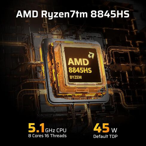 LTC Mini PC with AI NPU, AMD Ryzen 7 8845HS, Radeon 780M Graphic, 16GB DDR5 RAM, 1TB PCIe 4.0 SSD, USB 4.0, WiFi 6, BT 5.2, 2.5Gbps Ethernet, Triple 4K/8K Display in Kuwait