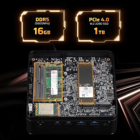 LTC Mini PC with AI NPU, AMD Ryzen 7 8845HS, Radeon 780M Graphic, 16GB DDR5 RAM, 1TB PCIe 4.0 SSD, USB 4.0, WiFi 6, BT 5.2, 2.5Gbps Ethernet, Triple 4K/8K Display in Kuwait