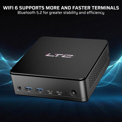 LTC Mini PC with AI NPU, AMD Ryzen 7 8845HS, Radeon 780M Graphic, 16GB DDR5 RAM, 1TB PCIe 4.0 SSD, USB 4.0, WiFi 6, BT 5.2, 2.5Gbps Ethernet, Triple 4K/8K Display in Kuwait