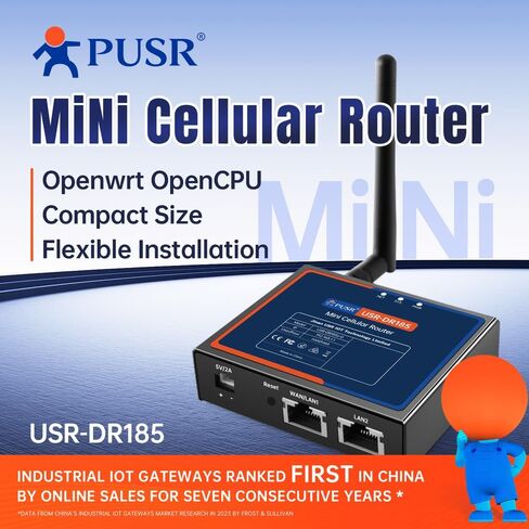 Mini Cellular Router Dual LAN LTE Cat.1 OpenCPU DDOS Protection OpenVPN Wall and DIN Rail mounting Stable Power Supply USR-DR185 in Kuwait