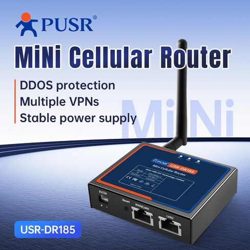 Mini Cellular Router Dual LAN LTE Cat.1 OpenCPU DDOS Protection OpenVPN Wall and DIN Rail mounting Stable Power Supply USR-DR185 in Kuwait