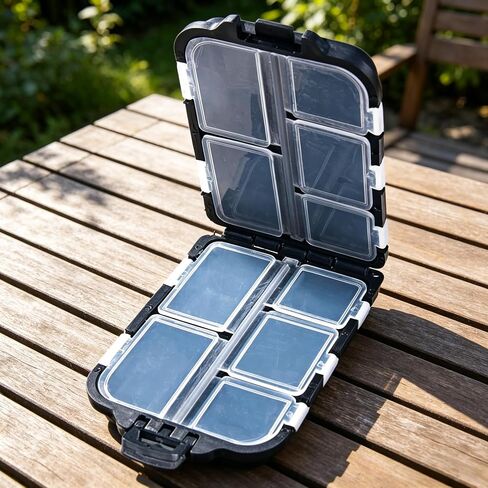 1 Pc Outdoor Portable 10-Grid Thickened Fishing Tackle Box Set,Multi-Functional Lure Box Small Fishing Accessories,Black in Kuwait
