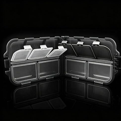 1 Pc Outdoor Portable 10-Grid Thickened Fishing Tackle Box Set,Multi-Functional Lure Box Small Fishing Accessories,Black in Kuwait
