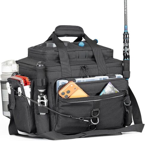 Rabjen Fishing Tackle Bag with Rod Holders & Cooler Main Compartment – Large Capacity Fishing Bag for Organized Gear Storage in Kuwait