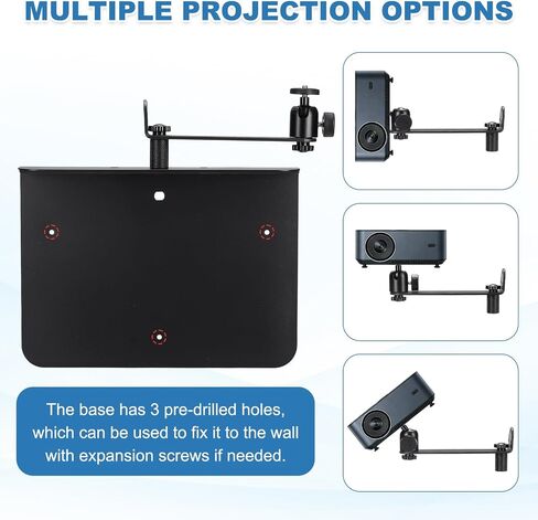 MECCANIXITY Plug-in Bed Sofa Projector Stand Black No-Drill 11.81-19.69"(L) in Kuwait