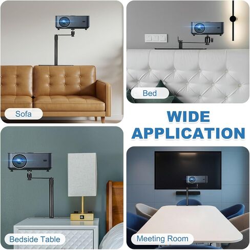 MECCANIXITY Plug-in Bed Sofa Projector Stand Black No-Drill 11.81-19.69"(L) in Kuwait