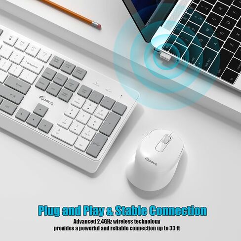 Wireless Keyboard and Mouse Combo Quiet for PC, Laptop and Mac in Kuwait