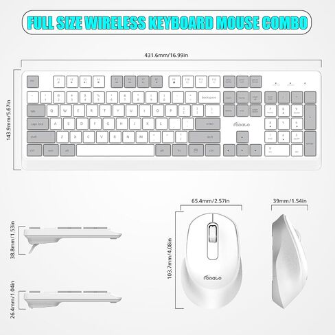 Wireless Keyboard and Mouse Combo Quiet for PC, Laptop and Mac in Kuwait
