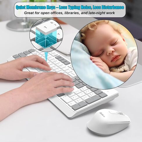 Wireless Keyboard and Mouse Combo Quiet for PC, Laptop and Mac in Kuwait