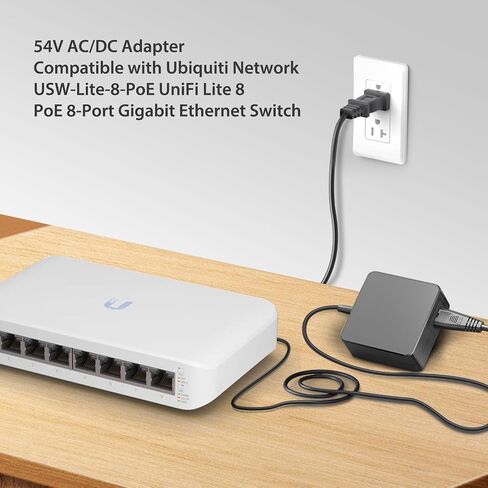TAIFU 54V AC Adapter Charger for Ubiquiti Networks PoE Ubiquiti Ultra 60W PoE Switch UniFi Lite 8 USW-Lite-8-POE Gigabit Ethernet, 8 Port Layer 2 USW-Ultra-60W NY-PW0L2-05401100 Power Supply Cord in Kuwait