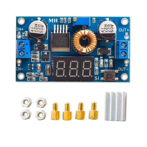 HiLetgo 5A 75W DC-DC Step Down Power Module XL4015 Adjustable with LED Voltmeter Free Pillars in Kuwait