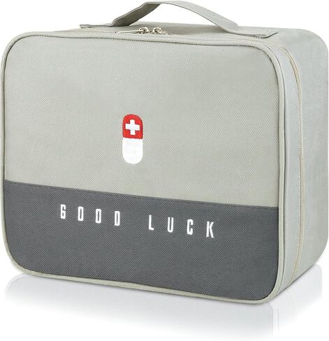 First Aid Bag Empty, Multifunction Emergency Medicine Storage Bag for Outdoor Camping Hiking Travel Emergency (Light Grey) in Kuwait