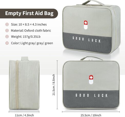 First Aid Bag Empty, Multifunction Emergency Medicine Storage Bag for Outdoor Camping Hiking Travel Emergency (Light Grey) in Kuwait