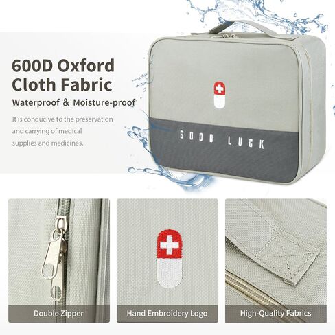 First Aid Bag Empty, Multifunction Emergency Medicine Storage Bag for Outdoor Camping Hiking Travel Emergency (Light Grey) in Kuwait