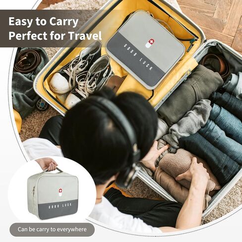 First Aid Bag Empty, Multifunction Emergency Medicine Storage Bag for Outdoor Camping Hiking Travel Emergency (Light Grey) in Kuwait