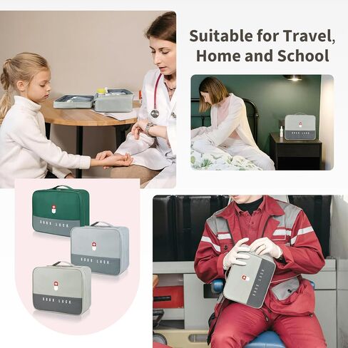 First Aid Bag Empty, Multifunction Emergency Medicine Storage Bag for Outdoor Camping Hiking Travel Emergency (Light Grey) in Kuwait