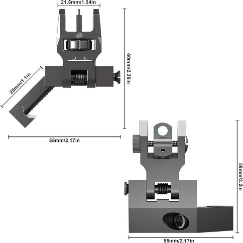 Offset Iron Sight, Tactical 45-Degree Offset Backup Sight, Suitable for Picatinny Rail System in Kuwait