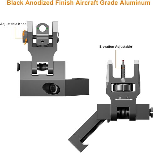 Offset Iron Sight, Tactical 45-Degree Offset Backup Sight, Suitable for Picatinny Rail System in Kuwait