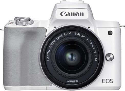 Canon EOS M50 Mark II Mirrorless Camera with 15-45mm Lens (White)| 24.1MP APS-C, Dual Pixel CMOS AF, 4K Video & Vari-Angle Touchscreen| For Vlogging & Content (4729C004) + HG-100TBR Tripod Grip + More in Kuwait