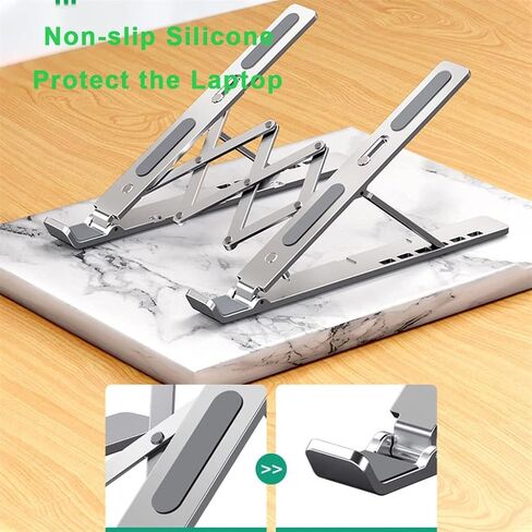 Portable Laptop Cooling Stand 11 to 17.3 Inch Aluminum Alloy Height Adjustable Riser Office Computer Radiator in Kuwait