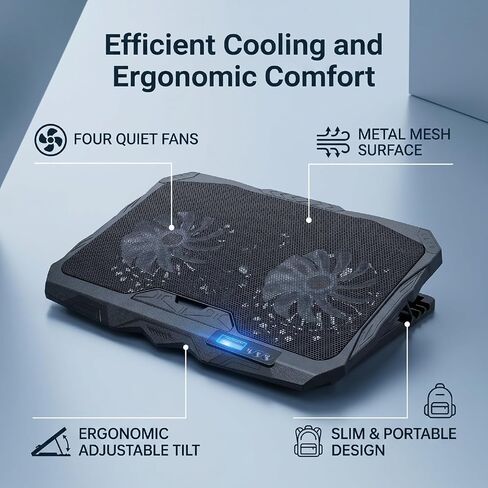 Laptop Cooling Pad,4 Fans Gaming Cooler Stand for 11-15.6in Laptops in Kuwait