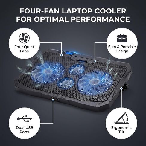 Laptop Cooling Pad,4 Fans Gaming Cooler Stand for 11-15.6in Laptops in Kuwait