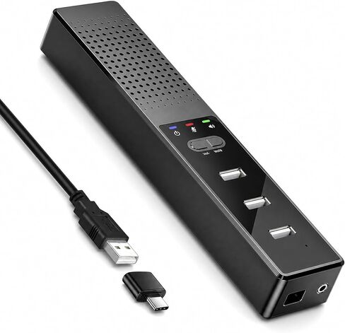 3 in 1 USB Computer Speaker with Microphone, PC Laptop Desktop Conference Speaker with Mic for Smart Home Office and Online Study，360 Degree Enhanced (9) in Saudi Arabia
