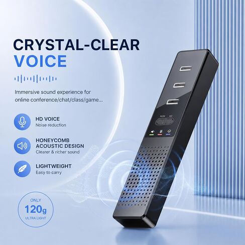 3 in 1 USB Computer Speaker with Microphone, PC Laptop Desktop Conference Speaker with Mic for Smart Home Office and Online Study，360 Degree Enhanced (9) in Saudi Arabia