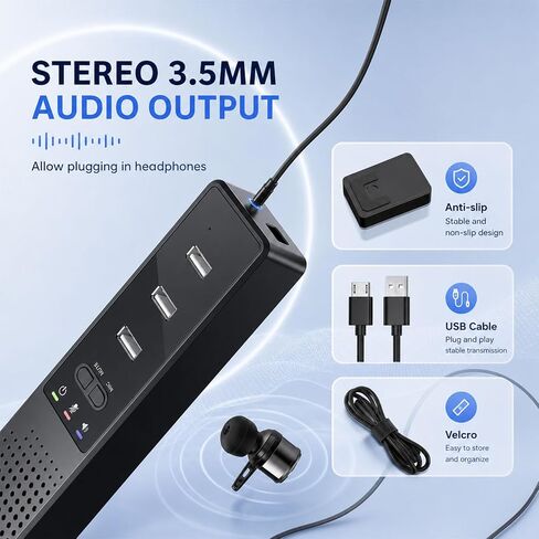 3 in 1 USB Computer Speaker with Microphone, PC Laptop Desktop Conference Speaker with Mic for Smart Home Office and Online Study，360 Degree Enhanced (9) in Saudi Arabia