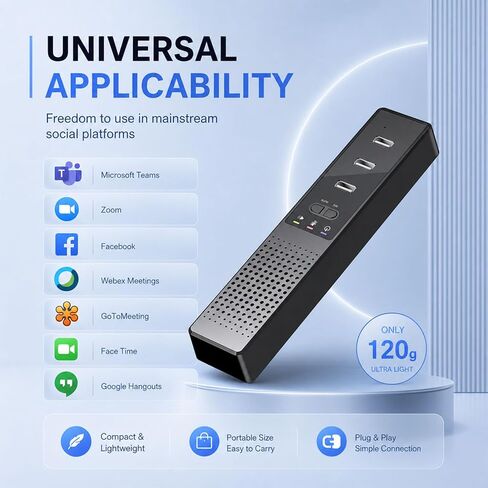 3 in 1 USB Computer Speaker with Microphone, PC Laptop Desktop Conference Speaker with Mic for Smart Home Office and Online Study，360 Degree Enhanced (9) in Saudi Arabia