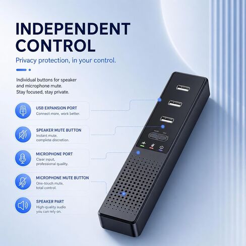 3 in 1 USB Computer Speaker with Microphone, PC Laptop Desktop Conference Speaker with Mic for Smart Home Office and Online Study，360 Degree Enhanced (9) in Saudi Arabia