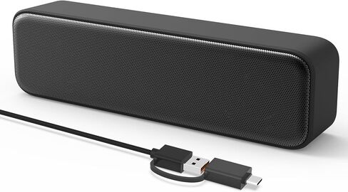 Computer Speakers for Desktop PC, External Speakers for Laptop, Mini Computer Soundbar for PC, Wired USB Plug in Speakers with Loud Sound, Deep Bass, Wide Compatibility – Bult-in USB C to USB Adapter in Saudi Arabia