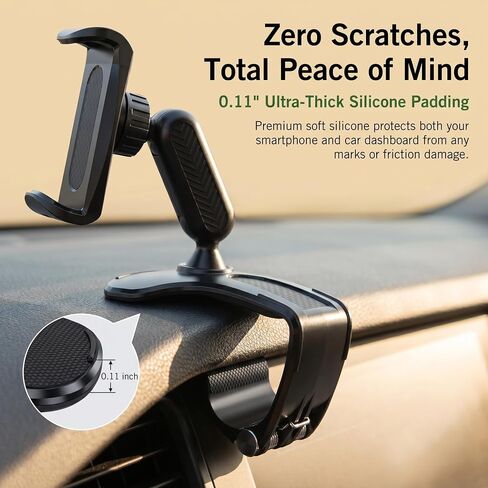 1 PC Car Dashboard Phone Clip Holder, 360 Degree Rotation Dash Cell Phone Mount, Multifunctional Anti-Shake Dashboard Cellphone Holder Clip, Universal for 4-7 Inch Cellphones (Black) in Saudi Arabia
