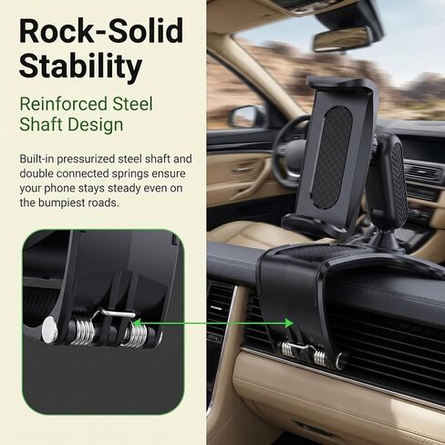 1 PC Car Dashboard Phone Clip Holder, 360 Degree Rotation Dash Cell Phone Mount, Multifunctional Anti-Shake Dashboard Cellphone Holder Clip, Universal for 4-7 Inch Cellphones (Black) in Saudi Arabia