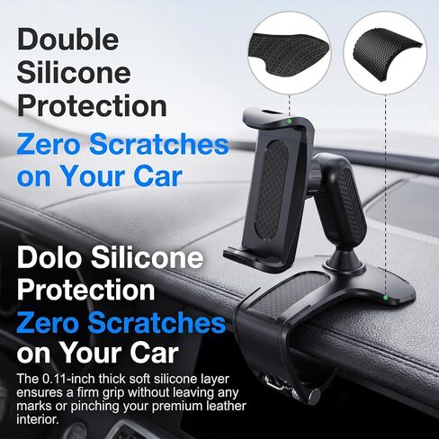 1 PC Car Dashboard Phone Clip Holder, 360 Degree Rotation Dash Cell Phone Mount, Multifunctional Anti-Shake Dashboard Cellphone Holder Clip, Universal for 4-7 Inch Cellphones (Black) in Saudi Arabia