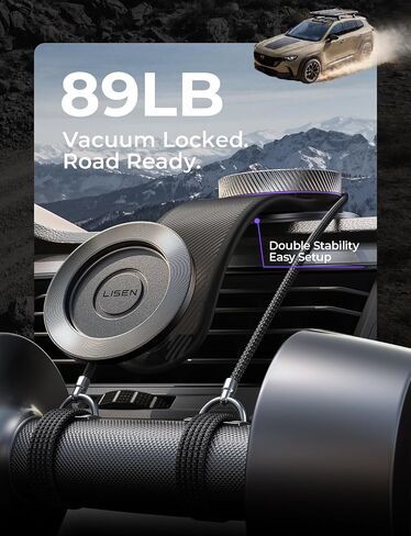 LISEN for MagSafe Car Mount, Magnetic Phone Holder for Car, Vacuum Suction Cup Phone Mount, Magnetic Car Phone Mount 24 Strong Magnets, 360° Adjustable Memory Alloy Bendable Arm for iPhone 17 Pro Max in Saudi Arabia