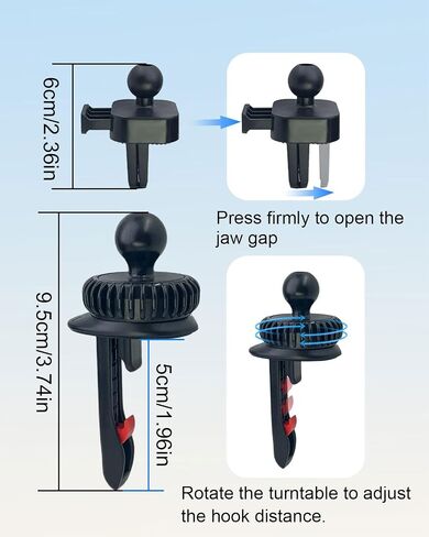 17mm Ball Head Air Vent Clip Replacement Car Mount Base, 2pcs in Saudi Arabia