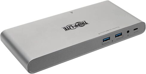 Tripp Lite International USB-C Docking Station, Triple Monitor Support, EU & UK Power Cables, 4K @ 30Hz HDMI & DisplayPort, VGA, Gigabit Ethernet, 100W USB-C Charging, 3-Year Warranty (U442-DOCK4-INT) in Saudi Arabia