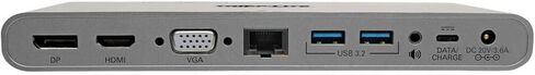 Tripp Lite International USB-C Docking Station, Triple Monitor Support, EU & UK Power Cables, 4K @ 30Hz HDMI & DisplayPort, VGA, Gigabit Ethernet, 100W USB-C Charging, 3-Year Warranty (U442-DOCK4-INT) in Saudi Arabia