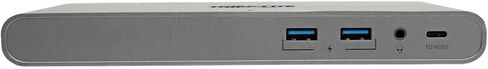 Tripp Lite International USB-C Docking Station, Triple Monitor Support, EU & UK Power Cables, 4K @ 30Hz HDMI & DisplayPort, VGA, Gigabit Ethernet, 100W USB-C Charging, 3-Year Warranty (U442-DOCK4-INT) in Saudi Arabia