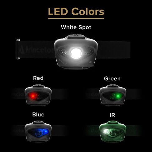 Princeton Tec Vizz Tactical LED Headlamp – 550 Lumen, IPX7 Waterproof, RGB and IR LEDs Regulated Output, 66-Hour Runtime, Lightweight 92 g, Designed for Tactical Applications, Black in Kuwait
