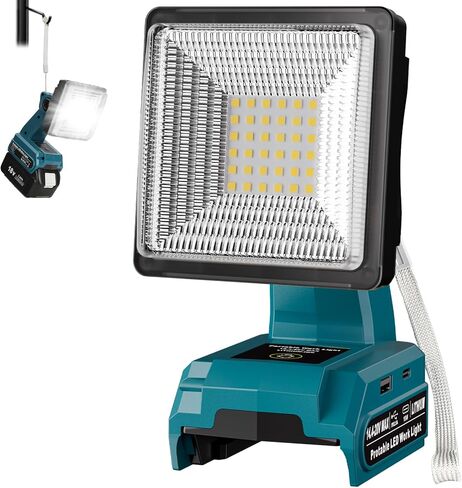 1500LM LED Work Light for Milwaukee M18 18V Battery, 25W Portable Flood Light with USB & Type-C Ports, 90° Rotatable Head Cordless LED Light for Emergency, Workshop, Indoor and Outdoor Use (Tool Only) in Kuwait