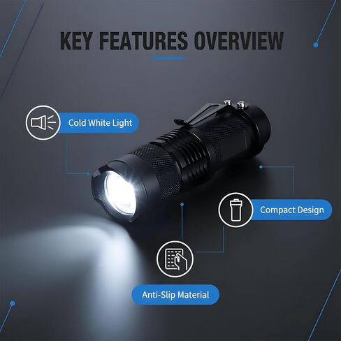 LED Flashlight Small Handheld Flashlights: 3 Modes Small Flashlight, Zoomable Portable Handheld Flash Light for Home Emergency Camping Outdoor (Battery not Included) in Kuwait