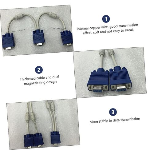 Uonlytech Vga Splitter Cable Male to Dual Female Adapter 2Pcs for Monitor in Kuwait